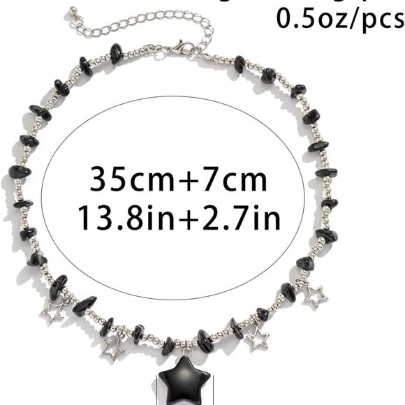 Y2K Star Crystal Charms Pendant Choker Necklace Irregular Crystal Stone Trendy B - Picture 2 of 5